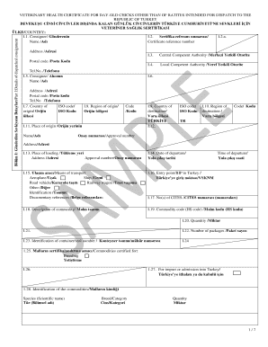 Veterinary Health Certificate for Day-Old Chicks