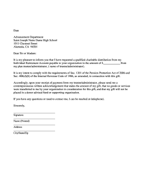 Qualified Charitable Distribution Request