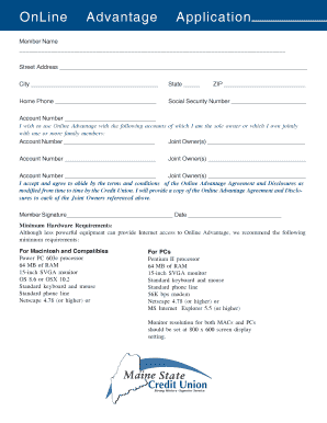 Online Advantage Application Form