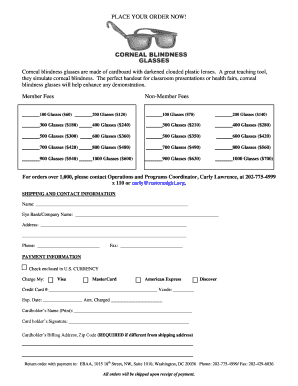 Corneal Blindness Glasses Order Form