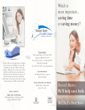 Maine State Credit Union Electronic Bill Payment Sign-Up Form