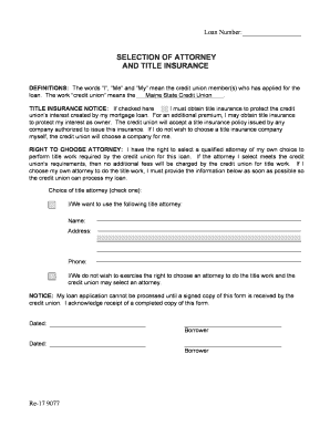 Maine State Credit Union Attorney and Title Insurance Selection