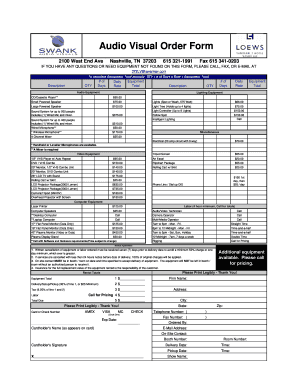 Audio Visual Order Form