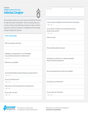 Caregiver Hiring Worksheet