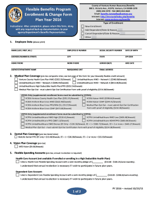 Ventura County Flexible Benefits Enrollment Form