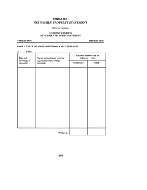 Net Family Property Statement Form 70L