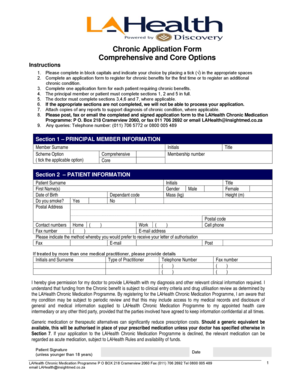 Chronic Medication Application Form