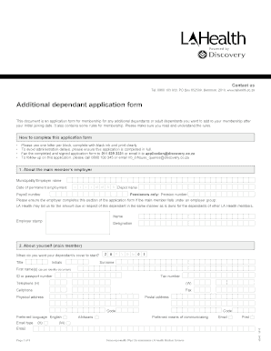 Additional Dependant Application Form