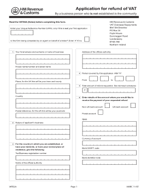VAT65A Application for Refund