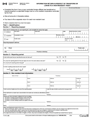 Form T1141 Information Return in Respect of Transfers or Loans to a Non-Resident Trust