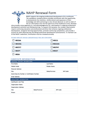 NAHP Credential Renewal Form