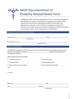 NAHP Disability Accommodation Form