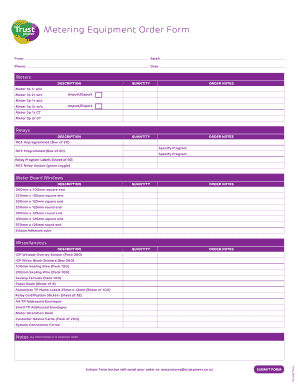 Metering Equipment Order Form