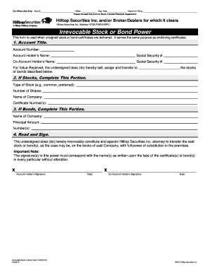 Irrevocable Stock or Bond Power