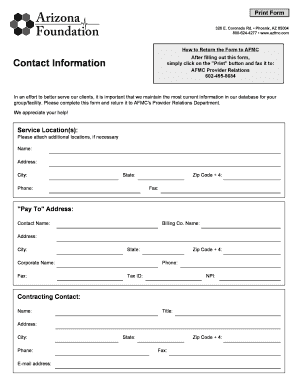 AFMC Provider Information Update Form