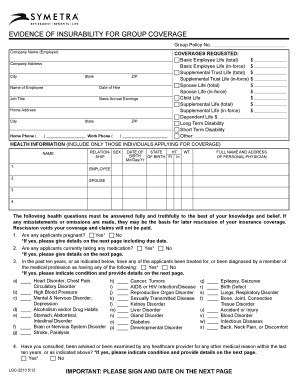 Evidence of Insurability Form