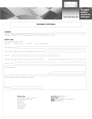 Motorsport Industry Association Payment Form