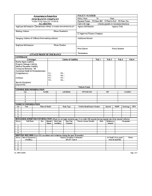 Alabama Auto Insurance Application