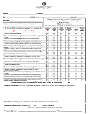 Medical Clerkship Evaluation Form