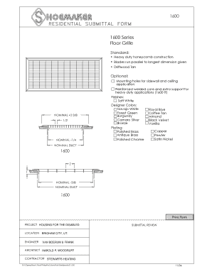 Residential Floor Grille Submittal Form