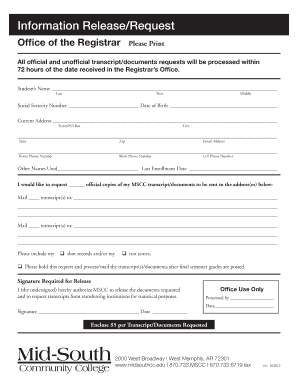 MSCC Transcript Request Form