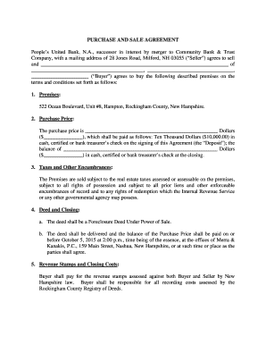 Purchase and Sale Agreement