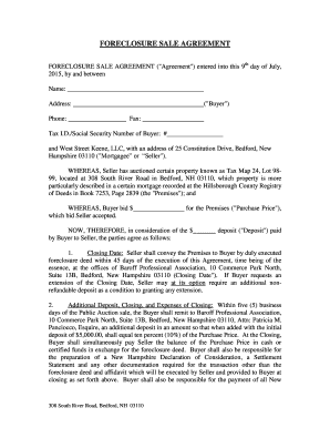 Foreclosure Sale Agreement
