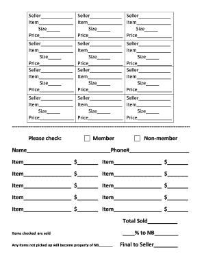 Flea Market Sales Form