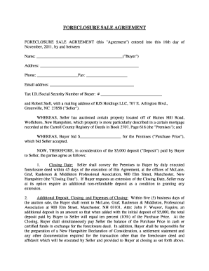 Foreclosure Sale Agreement