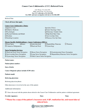 Cancer Care Collaborative Referral Form