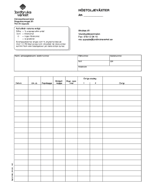 Höstoljeväxter Crop Monitoring Form
