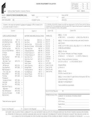 Degree Requirement Evaluation Form