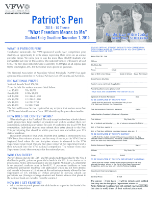 Patriot's Pen Essay Contest Entry Form