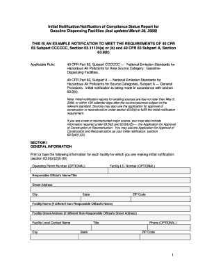 Initial Notification for Gasoline Dispensing Facilities