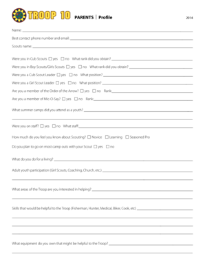 Scout Parent Profile Form