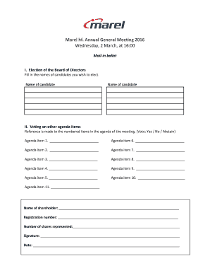Marel Annual General Meeting Mail-in Ballot