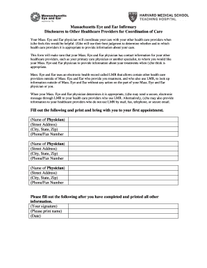 Massachusetts Eye and Ear Healthcare Provider Disclosure Form