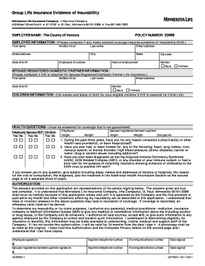Group Life Insurance Evidence of Insurability Form
