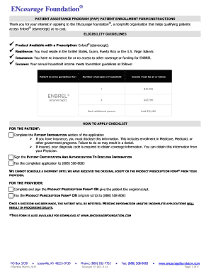 ENcourage Foundation Patient Assistance Program Enrollment Form