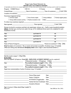 Reportable Occurrence Report