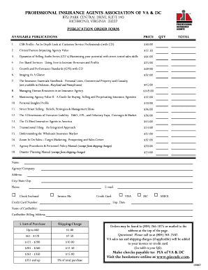 Professional Insurance Agents Association Publication Order Form