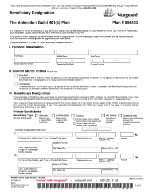 The Animation Guild 401(k) Plan Beneficiary Designation Form