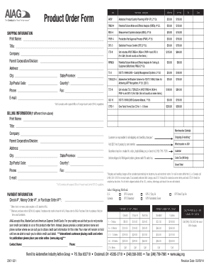 Product Order Form