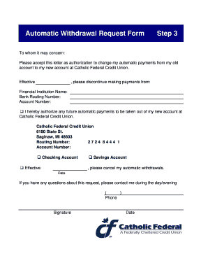Automatic Withdrawal Request Form