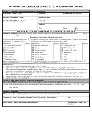 Authorization for Release of Protected Health Information