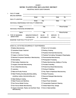 Industrial Waste Questionnaire