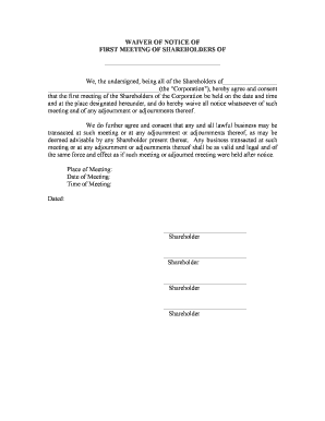 Waiver of Notice of First Meeting of Shareholders
