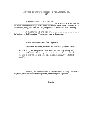 Minutes of Annual Shareholders Meeting
