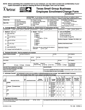 Texas Small Group Business Employee Enrollment Form