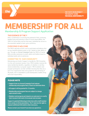 YMCA Membership Support Application
